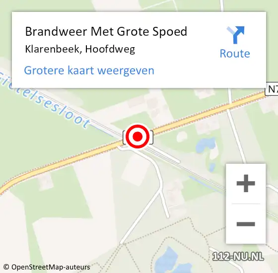 Locatie op kaart van de 112 melding: Brandweer Met Grote Spoed Naar Klarenbeek, Hoofdweg op 14 januari 2014 10:32