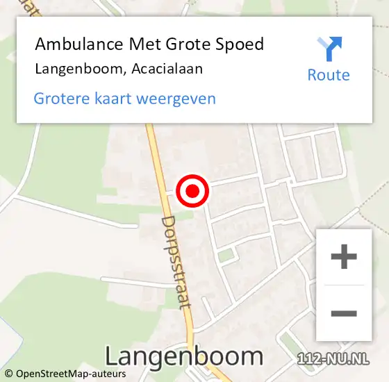 Locatie op kaart van de 112 melding: Ambulance Met Grote Spoed Naar Langenboom, Acacialaan op 18 maart 2017 08:23