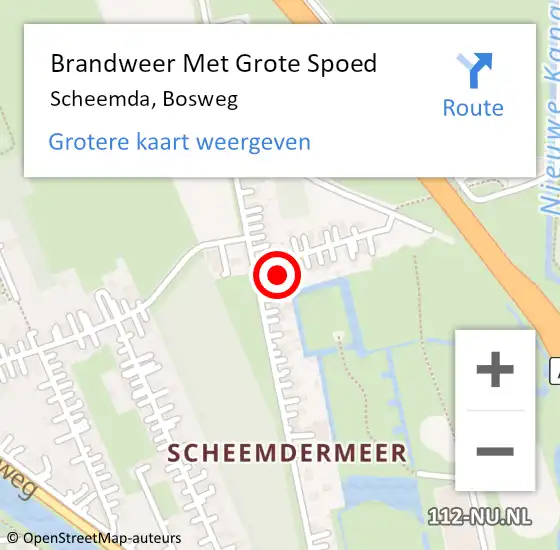 Locatie op kaart van de 112 melding: Brandweer Met Grote Spoed Naar Scheemda, Bosweg op 18 maart 2017 08:46