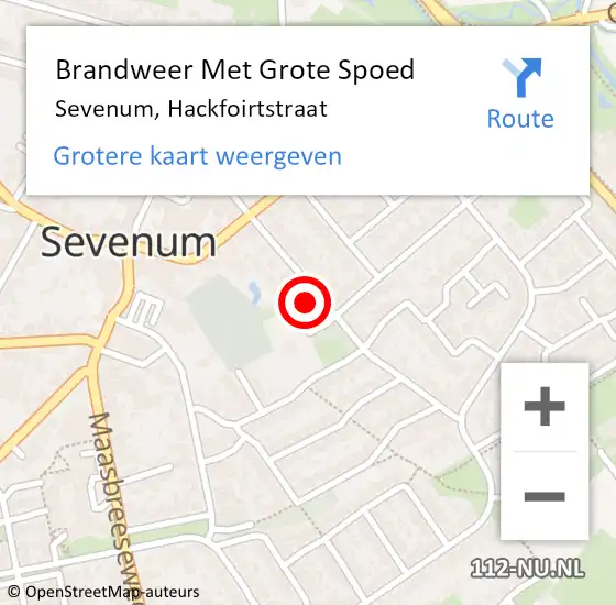 Locatie op kaart van de 112 melding: Brandweer Met Grote Spoed Naar Sevenum, Hackfoirtstraat op 18 maart 2017 09:45