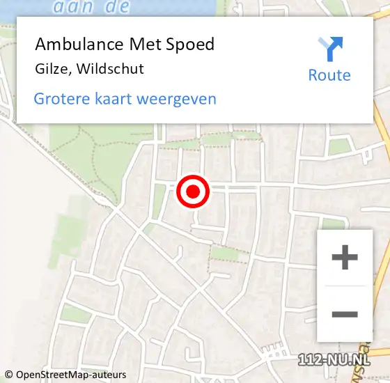 Locatie op kaart van de 112 melding: Ambulance Met Spoed Naar Gilze, Wildschut op 18 maart 2017 09:46