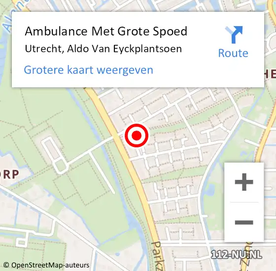 Locatie op kaart van de 112 melding: Ambulance Met Grote Spoed Naar Utrecht, Aldo Van Eyckplantsoen op 18 maart 2017 09:54