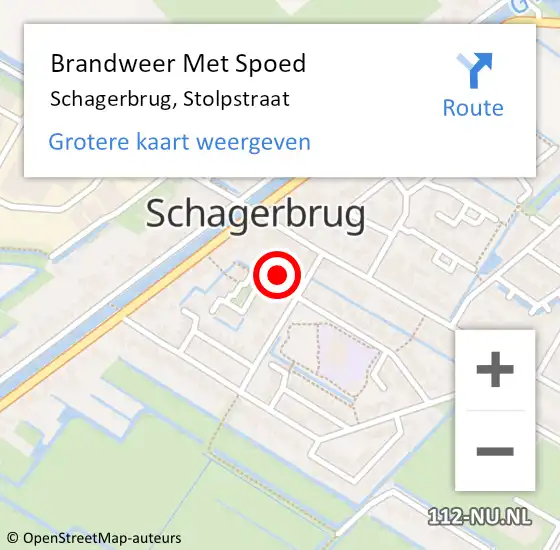 Locatie op kaart van de 112 melding: Brandweer Met Spoed Naar Schagerbrug, Stolpstraat op 18 maart 2017 10:07