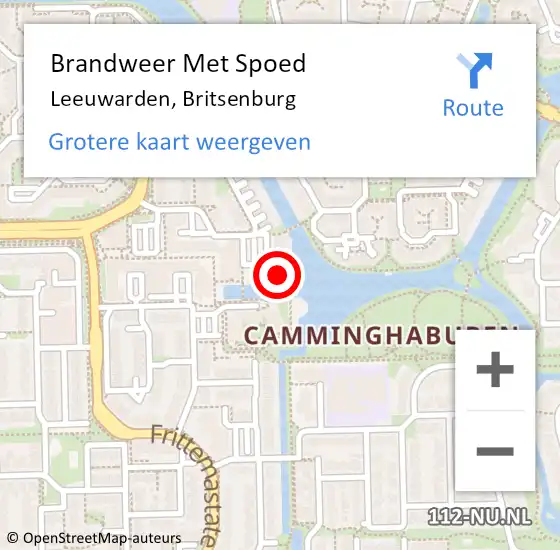 Locatie op kaart van de 112 melding: Brandweer Met Spoed Naar Leeuwarden, Britsenburg op 18 maart 2017 10:53