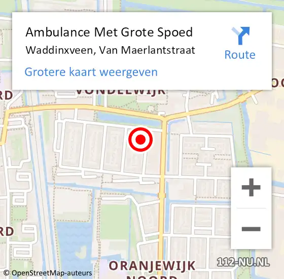 Locatie op kaart van de 112 melding: Ambulance Met Grote Spoed Naar Waddinxveen, Van Maerlantstraat op 18 maart 2017 11:02