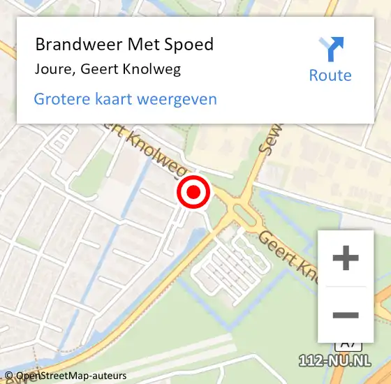 Locatie op kaart van de 112 melding: Brandweer Met Spoed Naar Joure, Geert Knolweg op 18 maart 2017 12:10