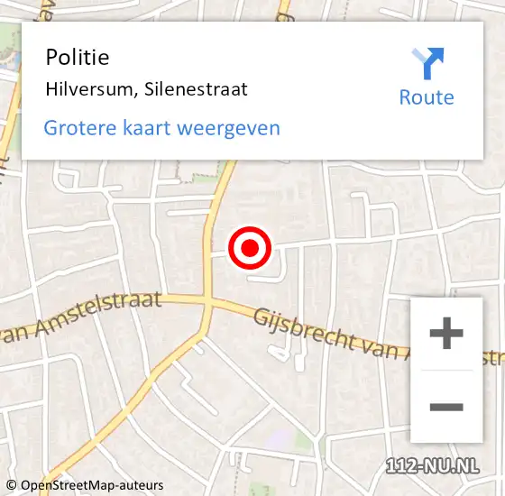 Locatie op kaart van de 112 melding: Politie Hilversum, Silenestraat op 18 maart 2017 12:14