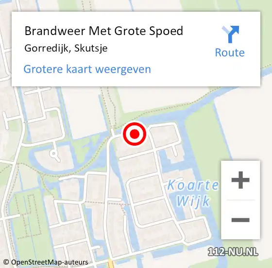 Locatie op kaart van de 112 melding: Brandweer Met Grote Spoed Naar Gorredijk, Skutsje op 18 maart 2017 12:14