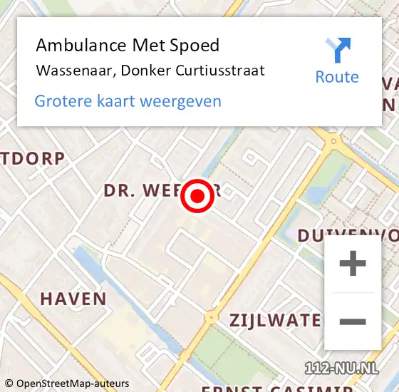 Locatie op kaart van de 112 melding: Ambulance Met Spoed Naar Wassenaar, Donker Curtiusstraat op 18 maart 2017 12:17