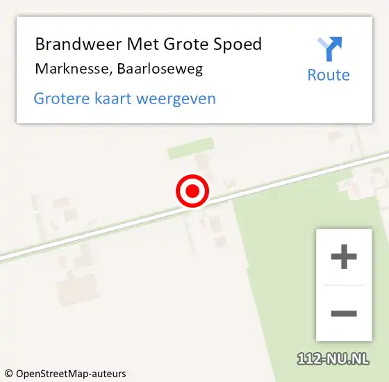 Locatie op kaart van de 112 melding: Brandweer Met Grote Spoed Naar Marknesse, Baarloseweg op 18 maart 2017 12:32