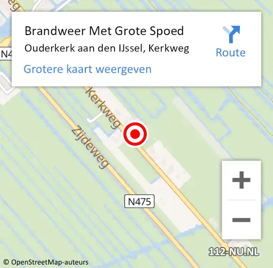 Locatie op kaart van de 112 melding: Brandweer Met Grote Spoed Naar Ouderkerk aan den IJssel, Kerkweg op 18 maart 2017 12:36