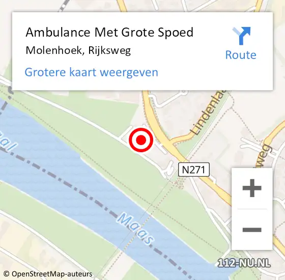 Locatie op kaart van de 112 melding: Ambulance Met Grote Spoed Naar Molenhoek, Rijksweg op 18 maart 2017 12:39