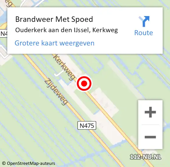 Locatie op kaart van de 112 melding: Brandweer Met Spoed Naar Ouderkerk aan den IJssel, Kerkweg op 18 maart 2017 13:30