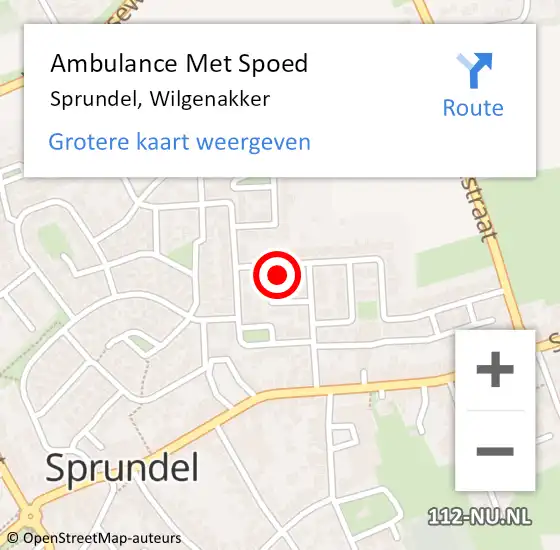 Locatie op kaart van de 112 melding: Ambulance Met Spoed Naar Sprundel, Wilgenakker op 18 maart 2017 14:45