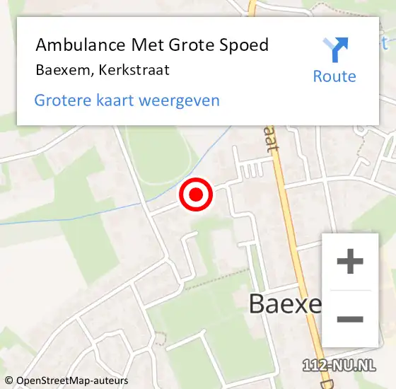 Locatie op kaart van de 112 melding: Ambulance Met Grote Spoed Naar Baexem, Kerkstraat op 14 januari 2014 11:03