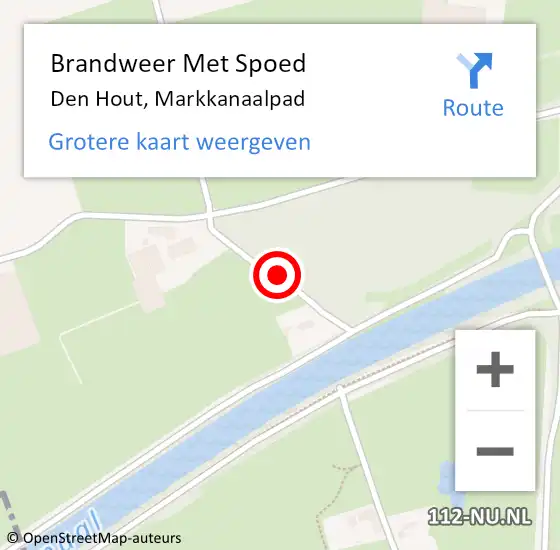 Locatie op kaart van de 112 melding: Brandweer Met Spoed Naar Den Hout, Markkanaalpad op 18 maart 2017 15:02