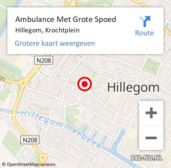 Locatie op kaart van de 112 melding: Ambulance Met Grote Spoed Naar Hillegom, Krochtplein op 18 maart 2017 15:20
