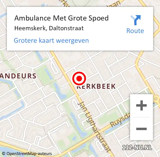 Locatie op kaart van de 112 melding: Ambulance Met Grote Spoed Naar Heemskerk, Daltonstraat op 18 maart 2017 15:49