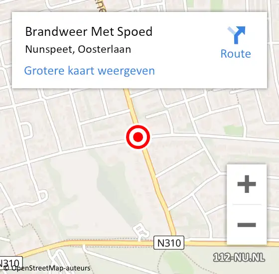 Locatie op kaart van de 112 melding: Brandweer Met Spoed Naar Nunspeet, Oosterlaan op 18 maart 2017 16:38