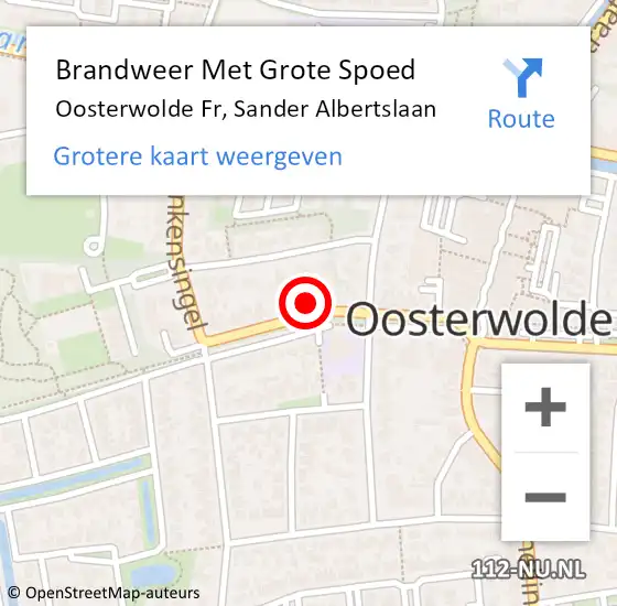 Locatie op kaart van de 112 melding: Brandweer Met Grote Spoed Naar Oosterwolde Fr, Sander Albertslaan op 18 maart 2017 17:12