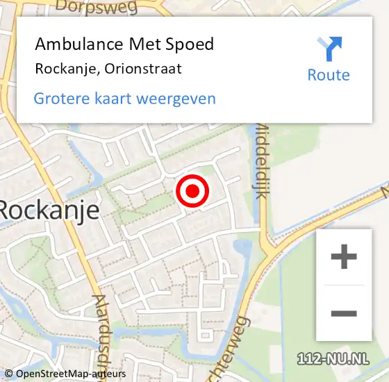 Locatie op kaart van de 112 melding: Ambulance Met Spoed Naar Rockanje, Orionstraat op 18 maart 2017 17:15