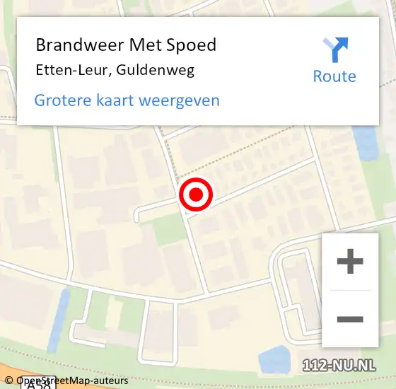 Locatie op kaart van de 112 melding: Brandweer Met Spoed Naar Etten-Leur, Guldenweg op 18 maart 2017 17:25