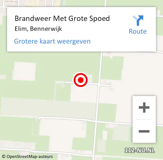 Locatie op kaart van de 112 melding: Brandweer Met Grote Spoed Naar Elim, Bennerwijk op 14 januari 2014 11:20