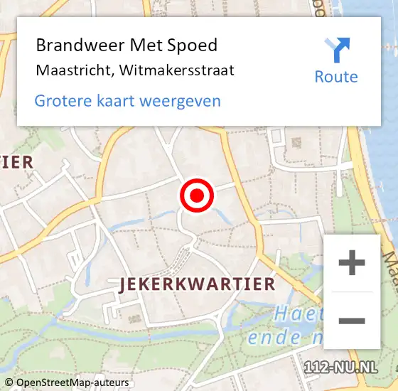 Locatie op kaart van de 112 melding: Brandweer Met Spoed Naar Maastricht, Witmakersstraat op 18 maart 2017 19:11