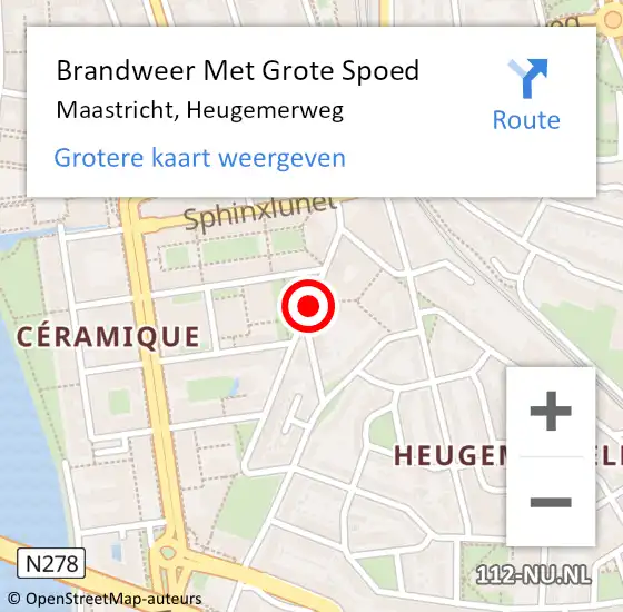 Locatie op kaart van de 112 melding: Brandweer Met Grote Spoed Naar Maastricht, Heugemerweg op 18 maart 2017 19:57