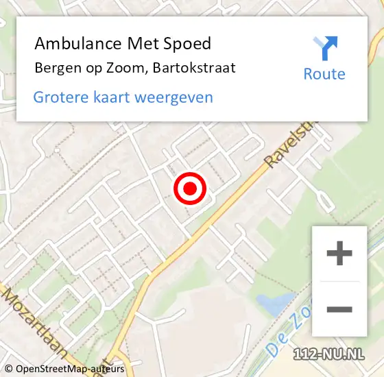 Locatie op kaart van de 112 melding: Ambulance Met Spoed Naar Bergen op Zoom, Bartokstraat op 18 maart 2017 20:30