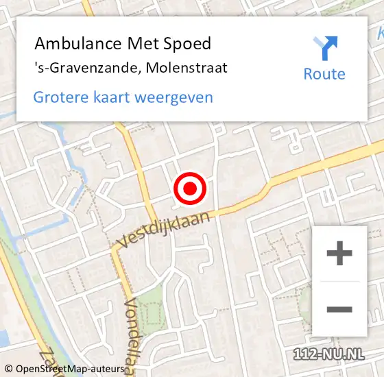 Locatie op kaart van de 112 melding: Ambulance Met Spoed Naar 's-Gravenzande, Molenstraat op 18 maart 2017 20:32