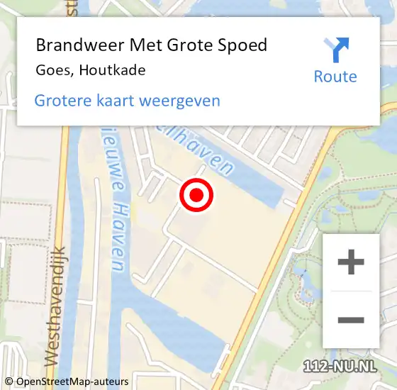 Locatie op kaart van de 112 melding: Brandweer Met Grote Spoed Naar Goes, Houtkade op 14 januari 2014 11:27