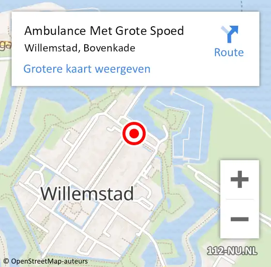 Locatie op kaart van de 112 melding: Ambulance Met Grote Spoed Naar Willemstad, Bovenkade op 18 maart 2017 20:46