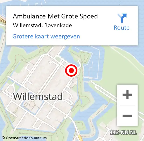 Locatie op kaart van de 112 melding: Ambulance Met Grote Spoed Naar Willemstad, Bovenkade op 18 maart 2017 20:46