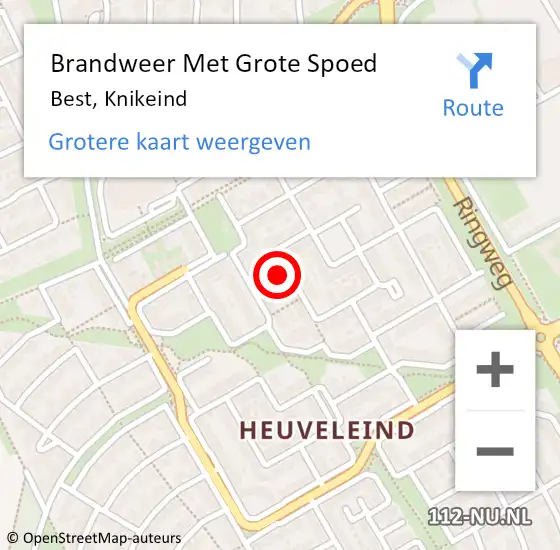 Locatie op kaart van de 112 melding: Brandweer Met Grote Spoed Naar Best, Knikeind op 18 maart 2017 21:07