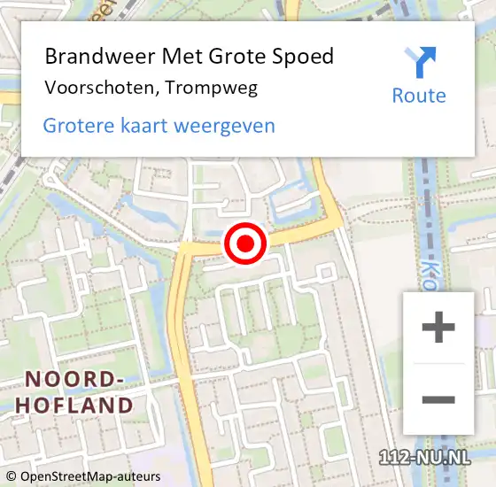 Locatie op kaart van de 112 melding: Brandweer Met Grote Spoed Naar Voorschoten, Trompweg op 18 maart 2017 21:17