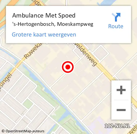 Locatie op kaart van de 112 melding: Ambulance Met Spoed Naar 's-Hertogenbosch, Moeskampweg op 19 maart 2017 00:29