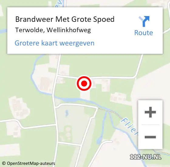 Locatie op kaart van de 112 melding: Brandweer Met Grote Spoed Naar Terwolde, Wellinkhofweg op 19 maart 2017 00:34