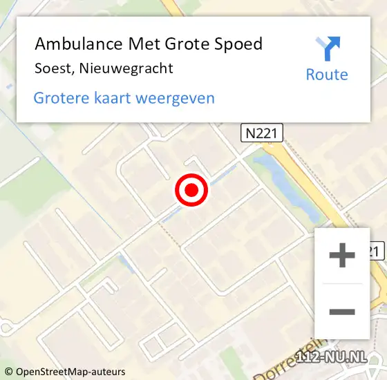 Locatie op kaart van de 112 melding: Ambulance Met Grote Spoed Naar Soest, Nieuwegracht op 14 januari 2014 11:41