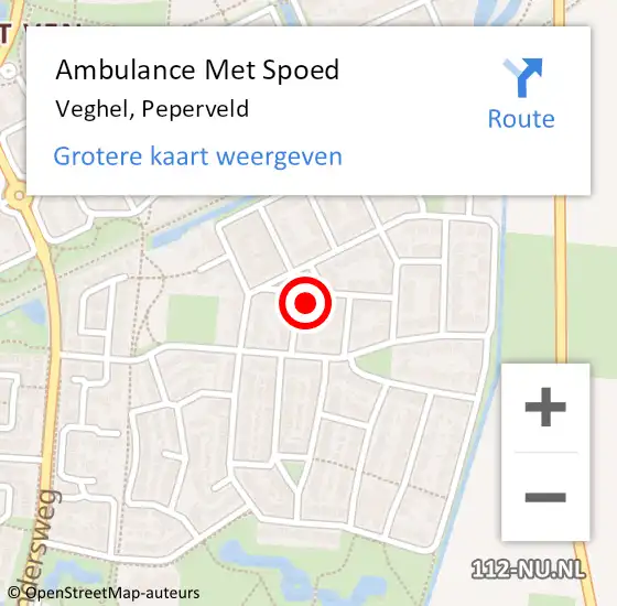 Locatie op kaart van de 112 melding: Ambulance Met Spoed Naar Veghel, Peperveld op 19 maart 2017 02:25