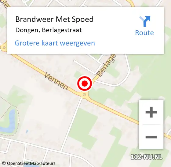 Locatie op kaart van de 112 melding: Brandweer Met Spoed Naar Dongen, Berlagestraat op 19 maart 2017 03:28