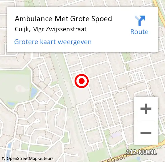 Locatie op kaart van de 112 melding: Ambulance Met Grote Spoed Naar Cuijk, Mgr Zwijssenstraat op 19 maart 2017 04:05