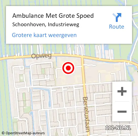 Locatie op kaart van de 112 melding: Ambulance Met Grote Spoed Naar Schoonhoven, Industrieweg op 19 maart 2017 05:03