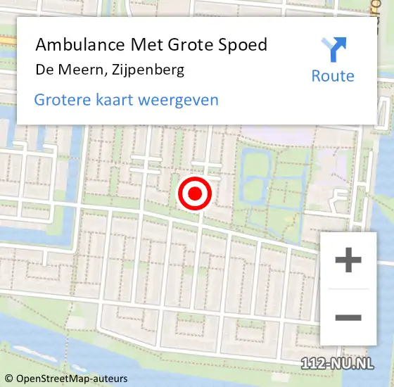 Locatie op kaart van de 112 melding: Ambulance Met Grote Spoed Naar De Meern, Zijpenberg op 19 maart 2017 05:15