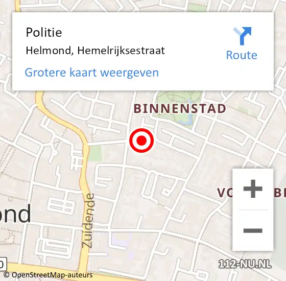 Locatie op kaart van de 112 melding: Politie Helmond, Hemelrijksestraat op 19 maart 2017 07:28