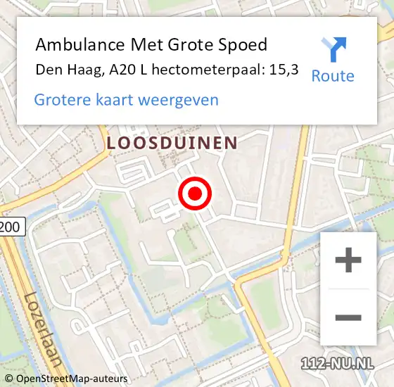 Locatie op kaart van de 112 melding: Ambulance Met Grote Spoed Naar Den Haag, A20 L hectometerpaal: 15,3 op 19 maart 2017 07:38