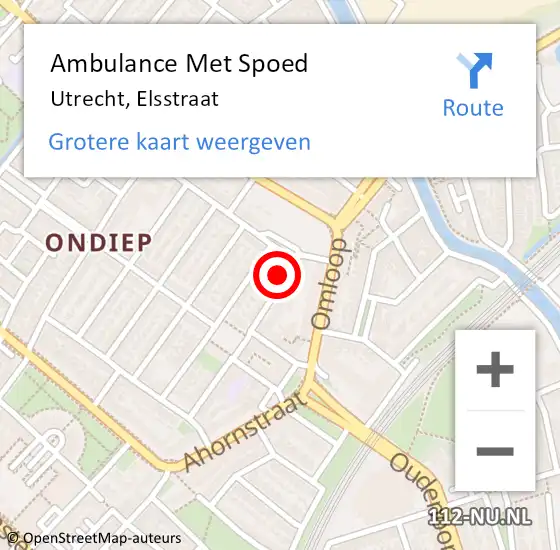 Locatie op kaart van de 112 melding: Ambulance Met Spoed Naar Utrecht, Elsstraat op 19 maart 2017 08:03