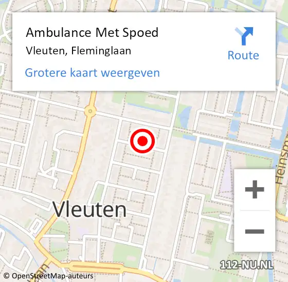 Locatie op kaart van de 112 melding: Ambulance Met Spoed Naar Vleuten, Fleminglaan op 19 maart 2017 08:44