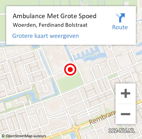 Locatie op kaart van de 112 melding: Ambulance Met Grote Spoed Naar Woerden, Ferdinand Bolstraat op 19 maart 2017 09:03