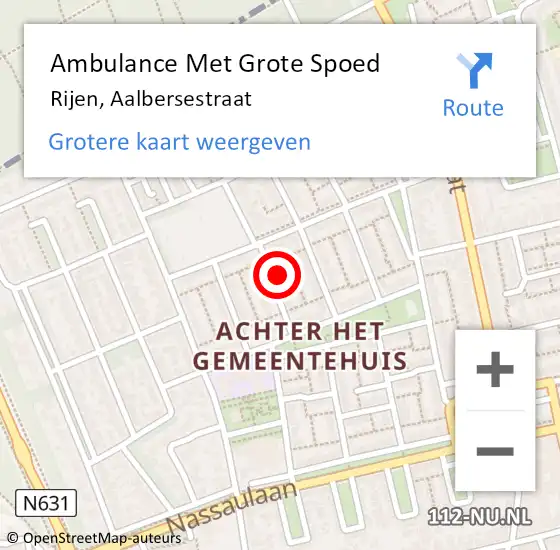 Locatie op kaart van de 112 melding: Ambulance Met Grote Spoed Naar Rijen, Aalbersestraat op 19 maart 2017 09:22